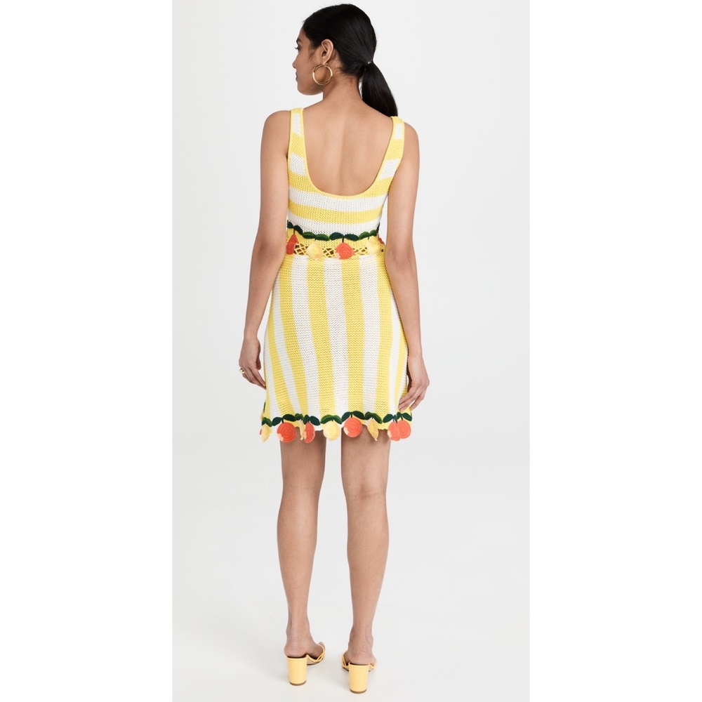 Staud $345 Knit Embroidered Citrus Wallflower White Stripe NWT Small - Picture 5 of 6